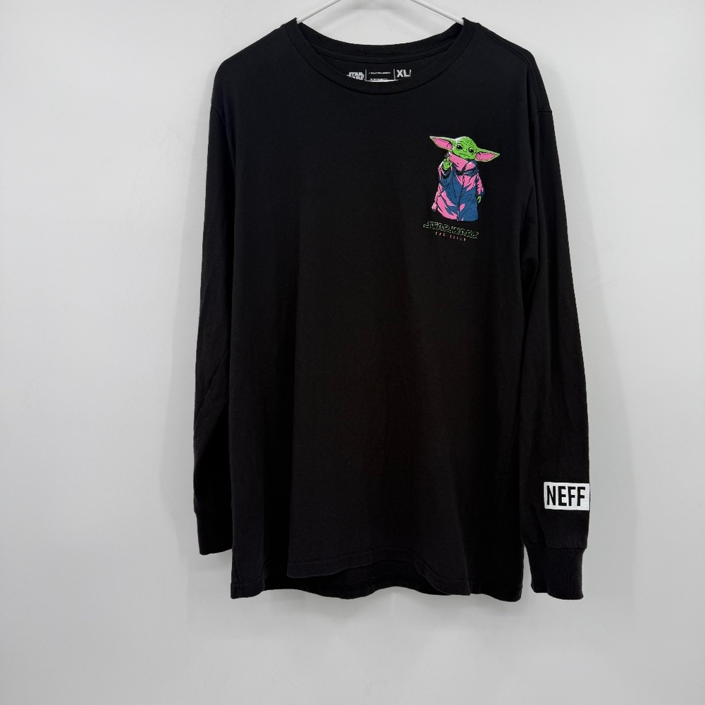 Star Wars Neff T Shirt Men XL Black Grogu The Child Mandalorian Long Sleeve